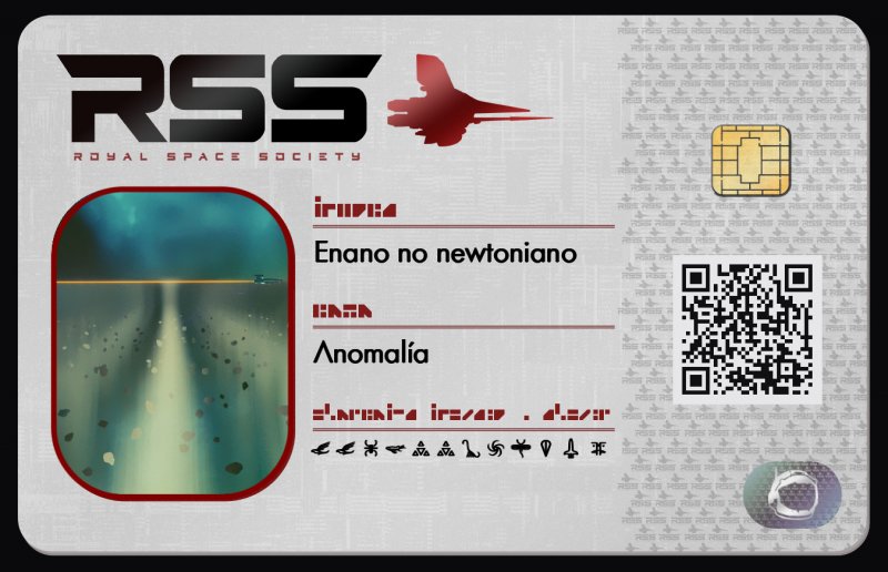 Tarjeta de identificación de Enano no newtoniano